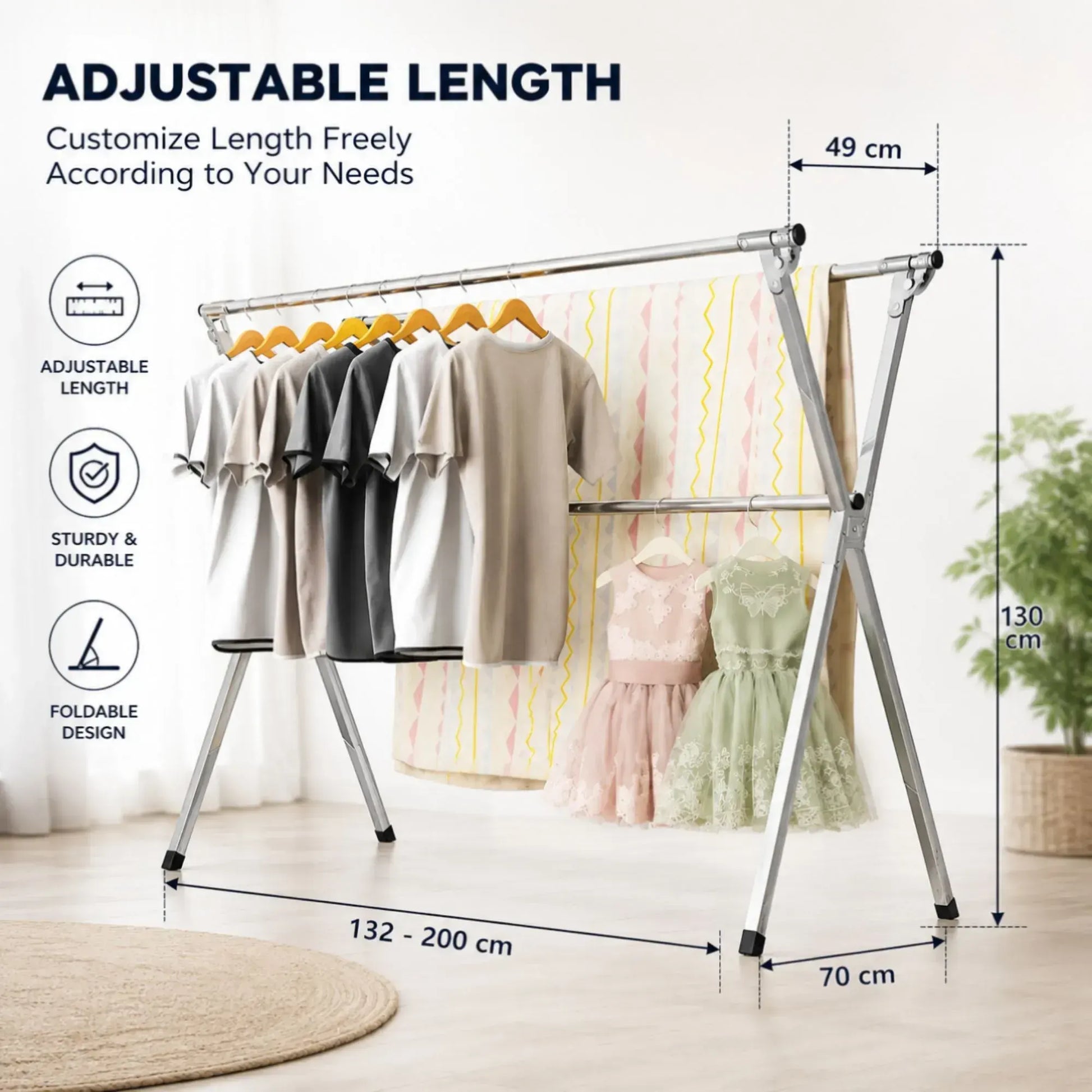 CARLA HOME Clothes Drying Rack Folding Indoor Outdoor, Grey, Kitchen - Image 3