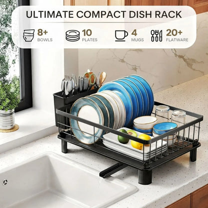 CARLA HOME Dish Drying Rack with Drainboard & Utensil Holder for Kitchen (Black) - Image 2