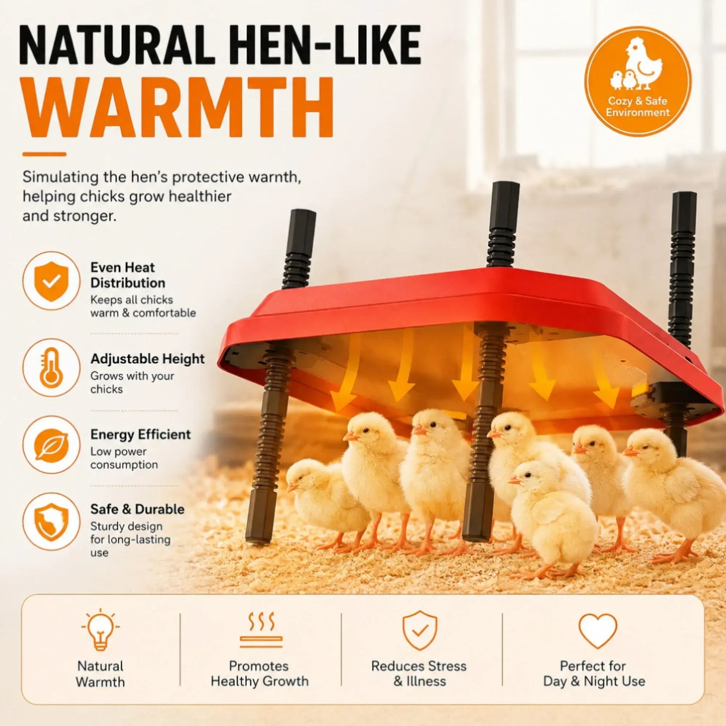CARLA HOME Chick Brooder Heating Plate - Adjustable Height - Red - Chicken Heater - Image 5