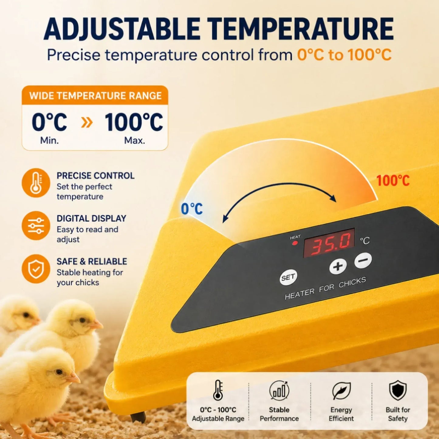 CARLA HOME Upgraded Chick Brooder Heating Plate - Adjustable Height - Yellow - Chicken Heater - Image 3