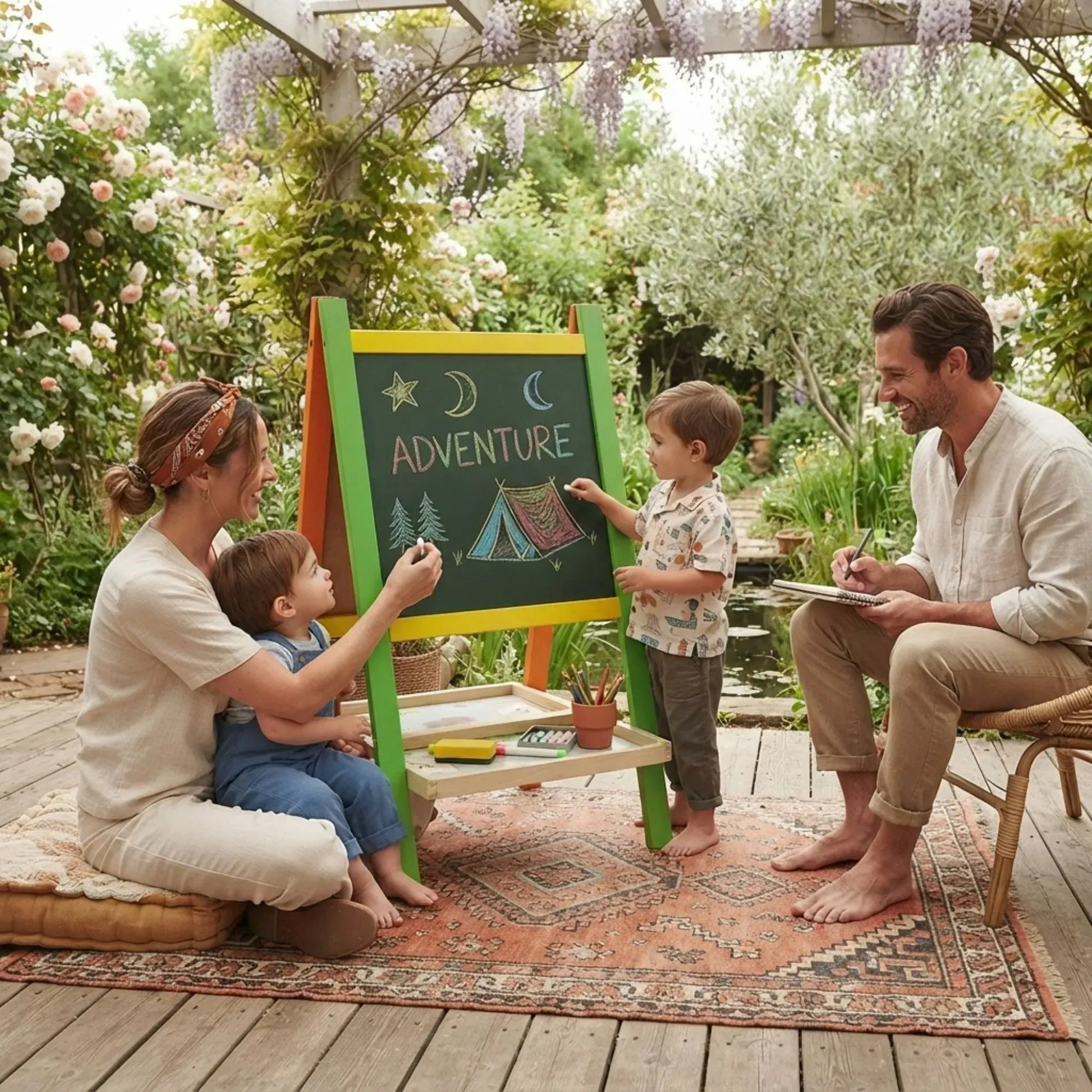 CARLA HOME Kids Art Easel, Double-Sided Chalkboard Whiteboard, Multicolour - Image 7