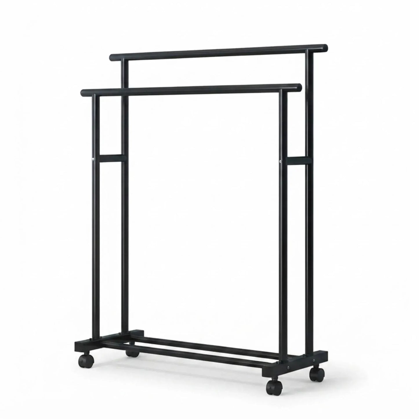 CARLA HOME Double Rod Clothes Rack with Wheels, Metal, Portable Wardrobe Rack - Image 9