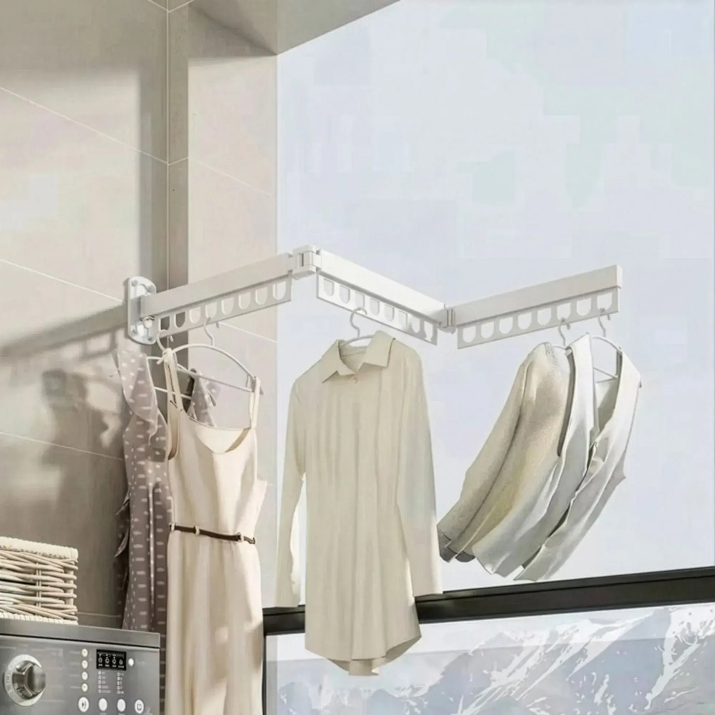 CARLA HOME 3-Fold Wall Mounted Clothes Drying Rack, Laundry Space Saver, White - Image 2
