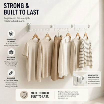 CARLA HOME 3-Fold Wall Mounted Clothes Drying Rack, Laundry Space Saver, White - Image 7