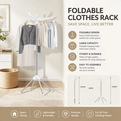 CARLA HOME Folding Clothes Drying Rack, 3 Rotatable Arms, Stainless Steel - Image 3