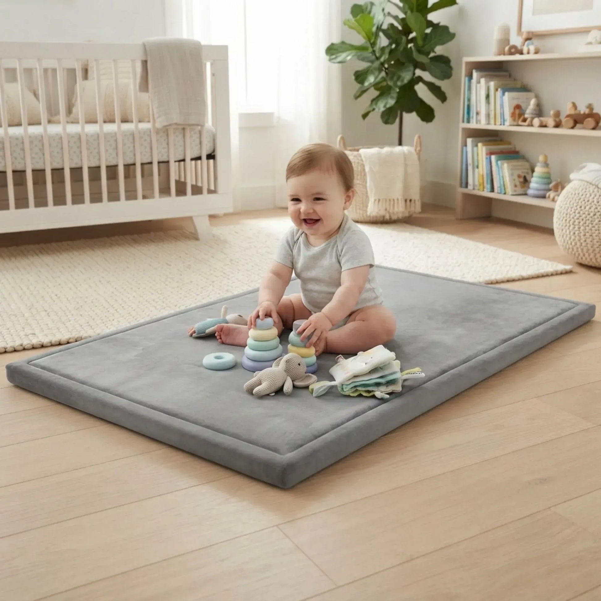 CARLA HOME Baby Play Mat 150x200cm, Thick Foam Crawling Mat, Infants, Grey - Image 2