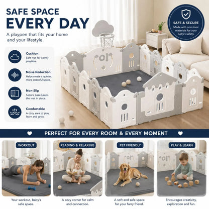 CARLA HOME Baby Play Mat 200x300cm, Thick Foam Crawling Mat, Infants, Grey - Image 5