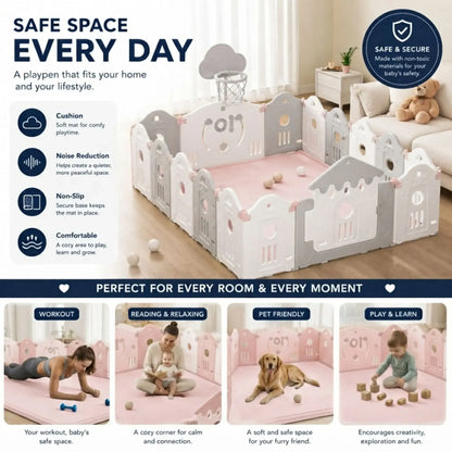 CARLA HOME Baby Play Mat 150x200cm, Thick Foam Crawling Mat, Infants, Pink - Image 5
