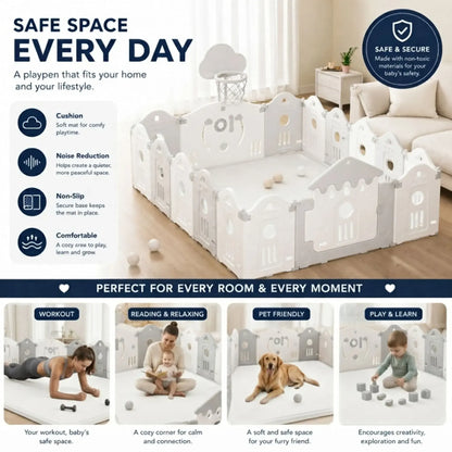 CARLA HOME Baby Play Mat 200x300cm, Thick Foam Crawling Mat, Infants, White - Image 5