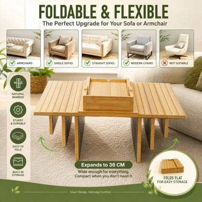 CARLA HOME Bamboo Sofa Armrest Tray, Couch Arm Table, Non-Slip Tray Table - Image 5