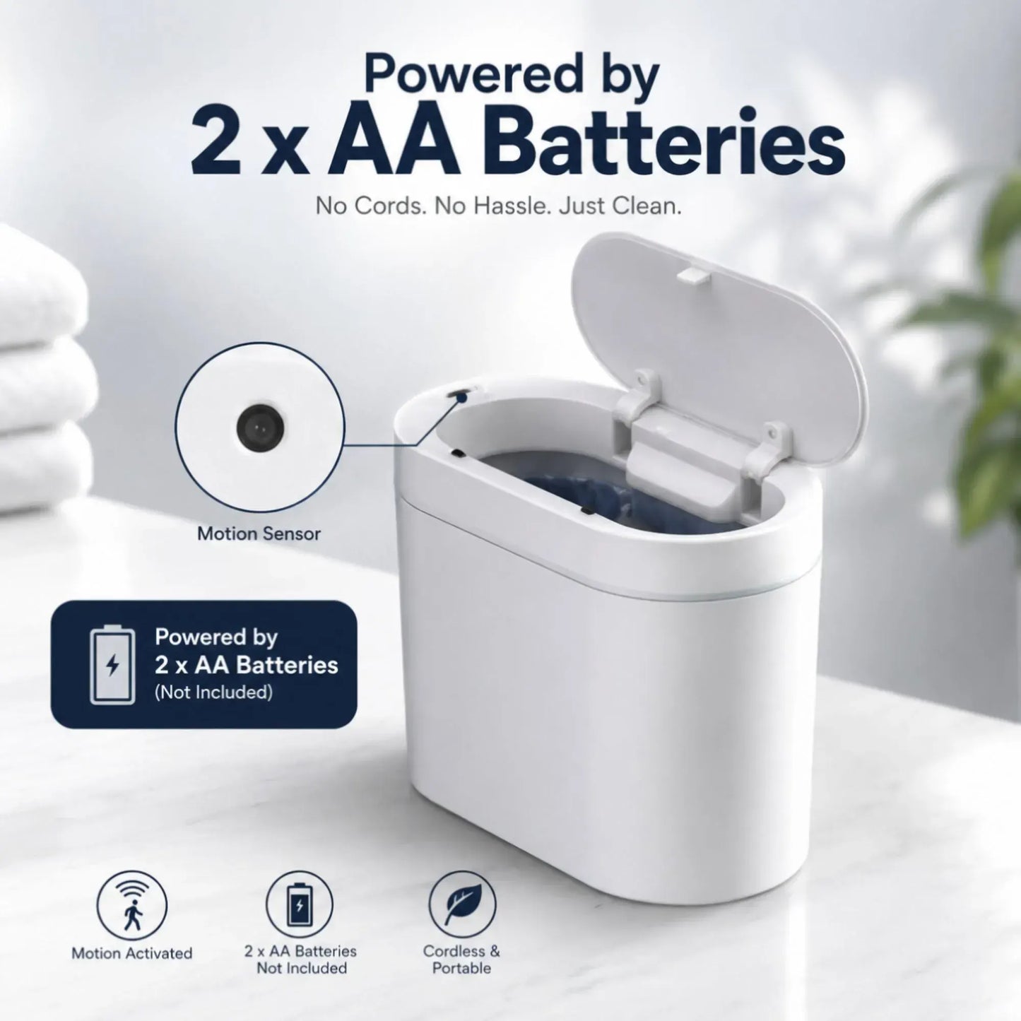 CARLA HOME 7L Automatic Trash Bin with Lid, Motion Sensor Garbage Can White - Image 7