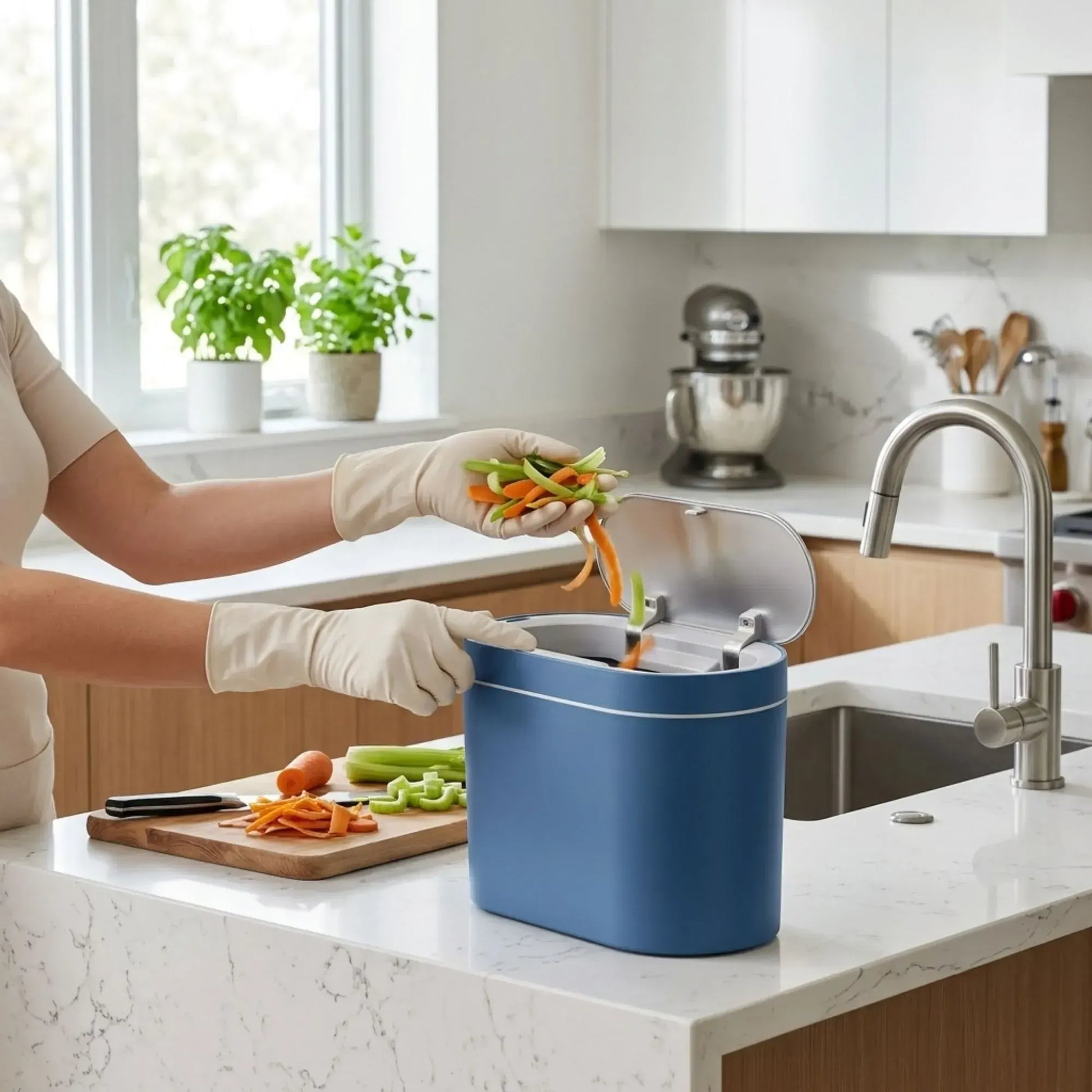 CARLA HOME 7L Automatic Trash Bin with Lid, Motion Sensor Garbage Can Blue - Image 5