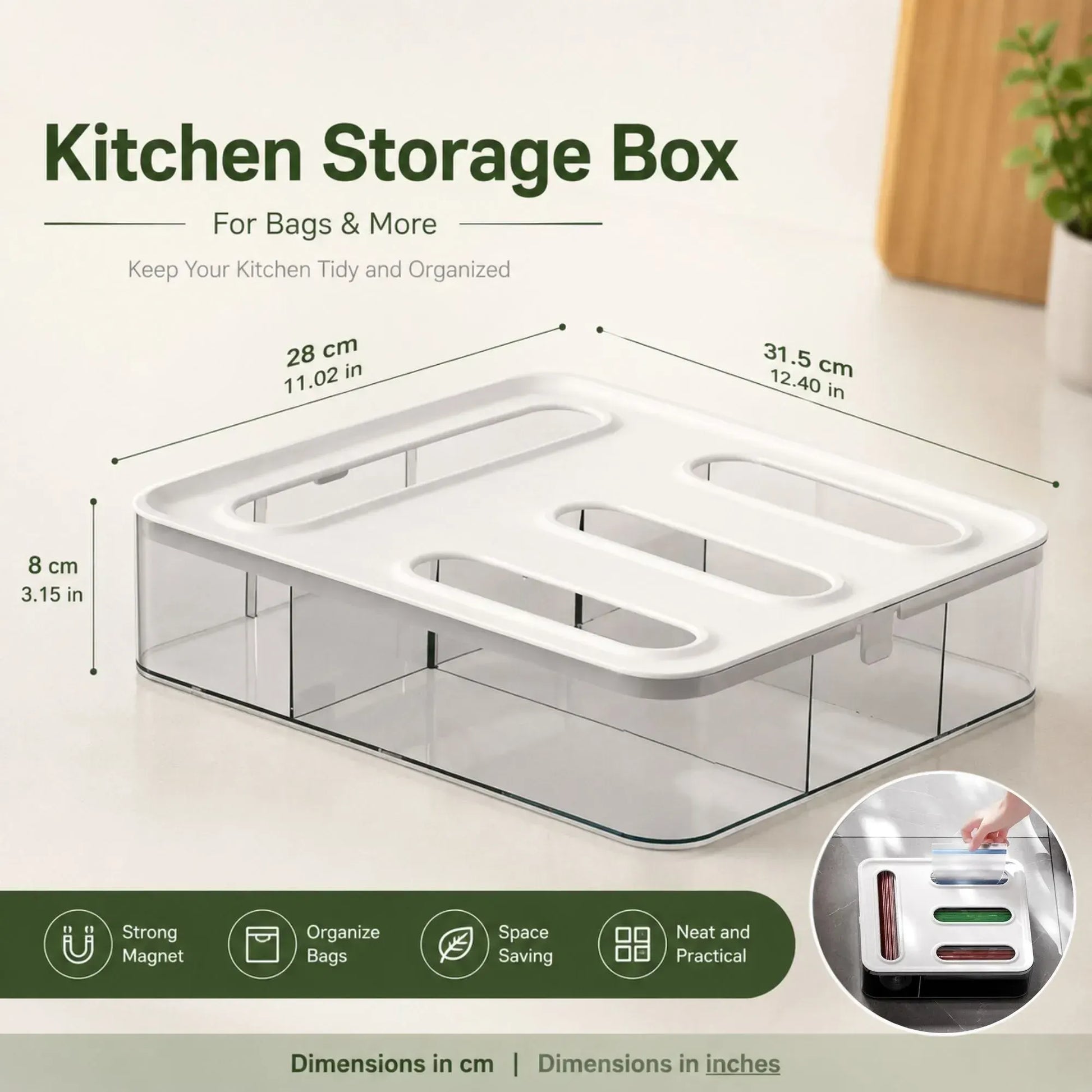 CARLA HOME Food Storage Bag Organiser, 4 Compartment Drawer Box, Kitchen Drawer - Image 3