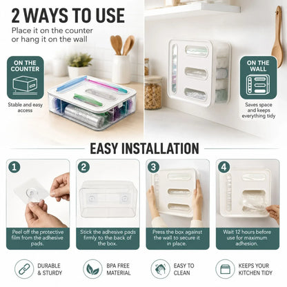 CARLA HOME Food Storage Bag Organiser, 4 Compartment Drawer Box, Kitchen Drawer - Image 5