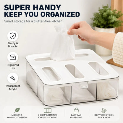 CARLA HOME Food Storage Bag Organiser, 4 Compartment Drawer Box, Kitchen Drawer - Image 6