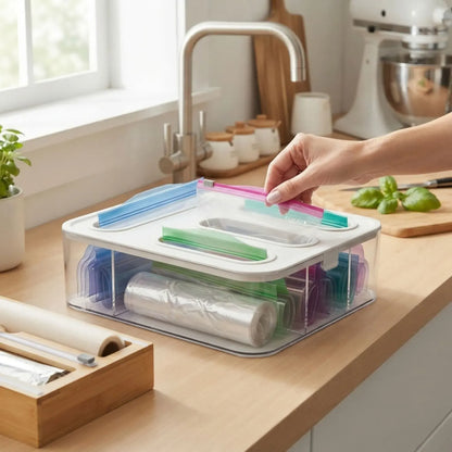 CARLA HOME Food Storage Bag Organiser, 4 Compartment Drawer Box, Kitchen Drawer - Image 8