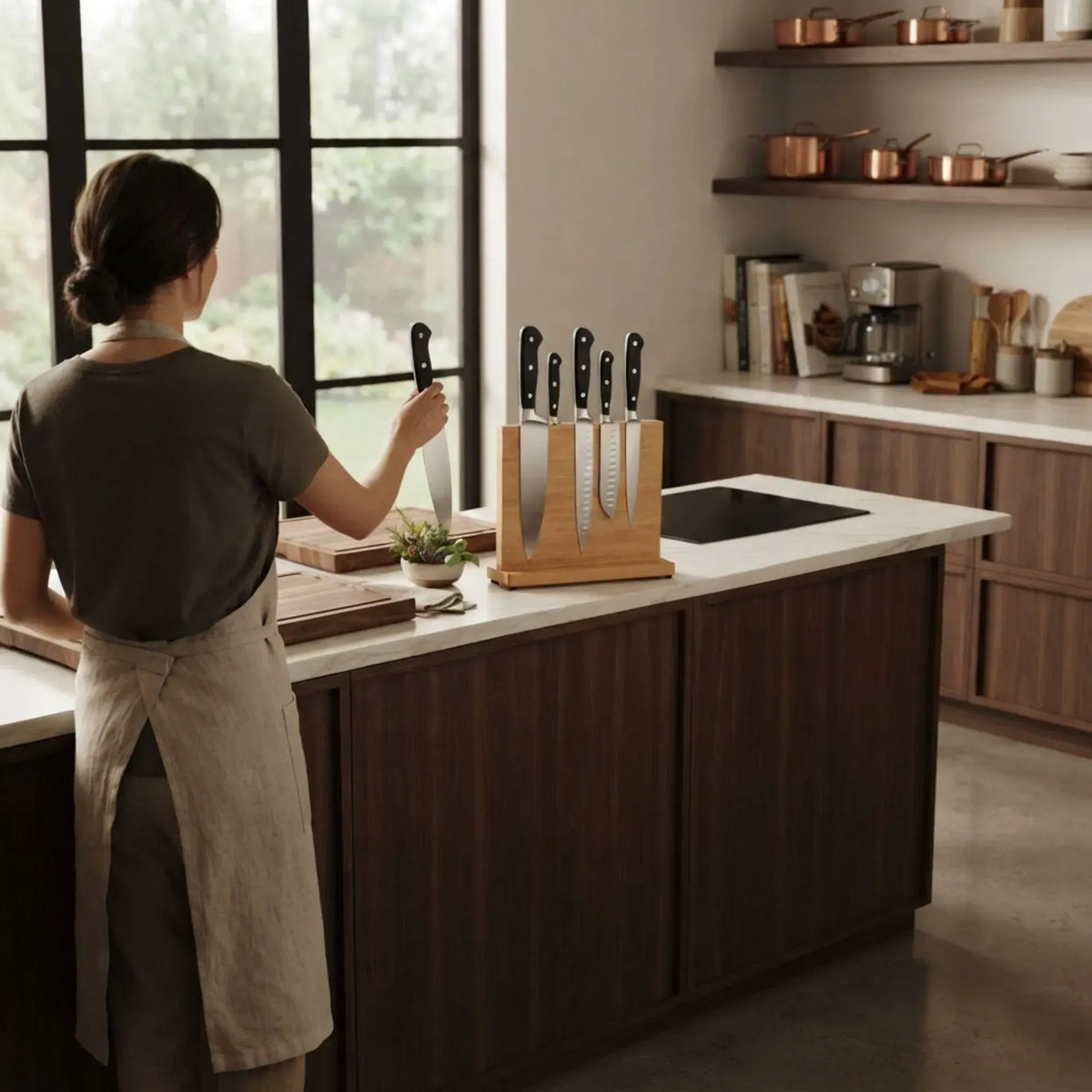 CARLA HOME Magnetic Knife Block, Bamboo Double Sided Holder up to 30cm Knives Kitchen - Image 5