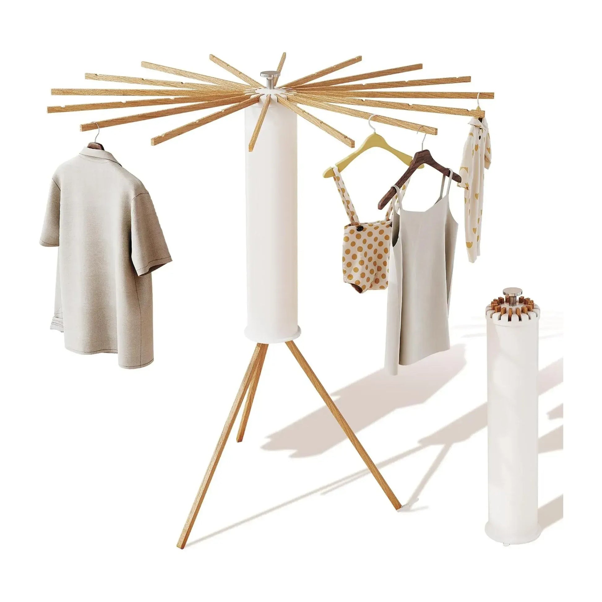 CARLA HOME Tripod Clothes Drying Rack, 16 Rod Foldable, Wooden Poles