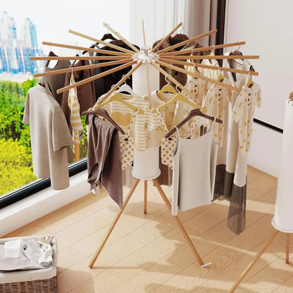 CARLA HOME Tripod Clothes Drying Rack, 16 Rod Foldable, Wooden Poles - Image 3