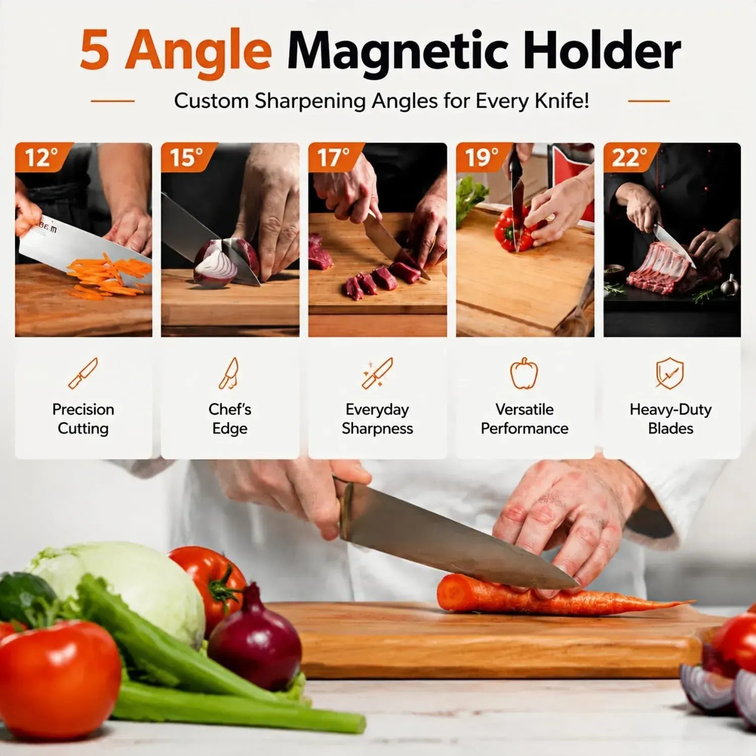 CARLA HOME Rolling Knife Sharpener, 5 Angle, Knife Sharpening Tool Kit Kitchen - Image 7