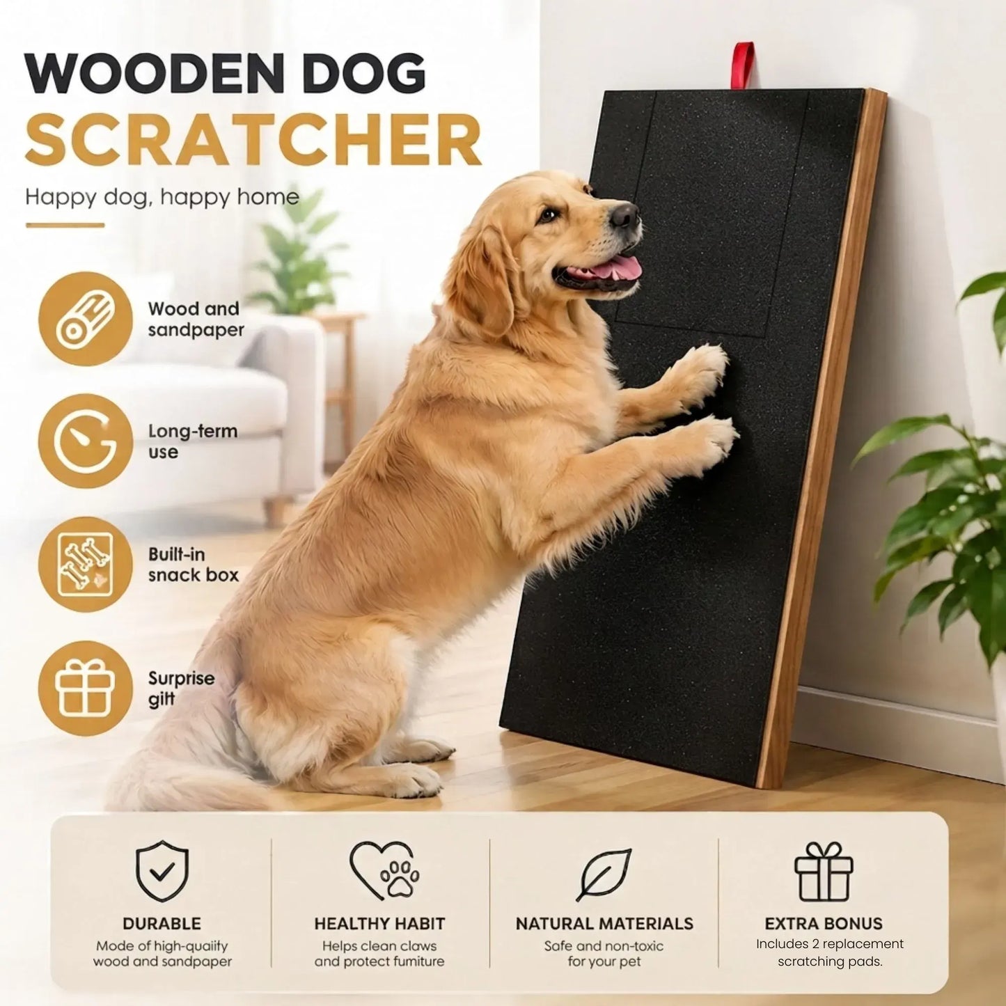 CARLA HOME Dog Nail Scratch Board with Snack Box Sandpaper Puppy Nail Pet - Image 2