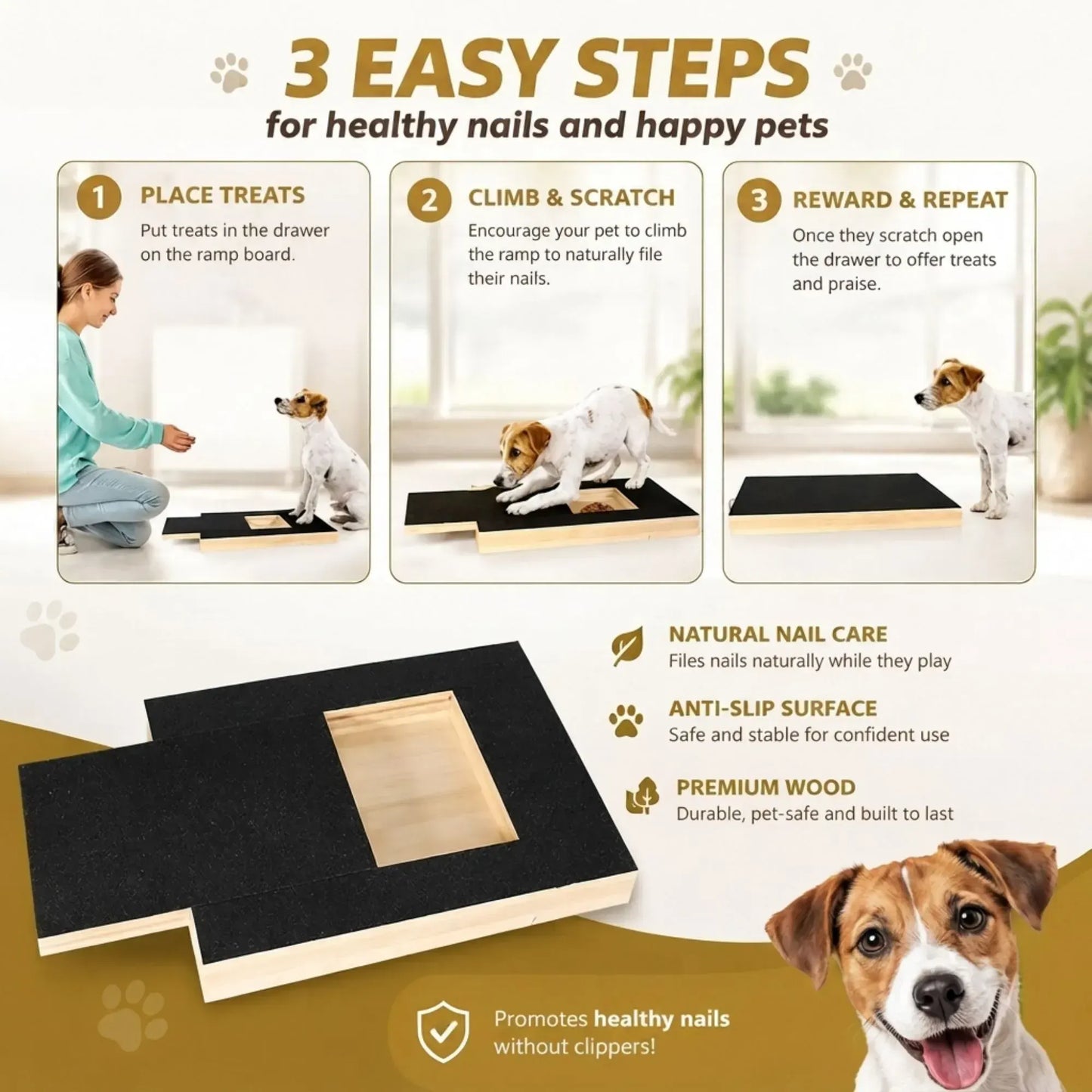 CARLA HOME Dog Nail Scratch Board with Snack Box Sandpaper Puppy Nail Pet - Image 7