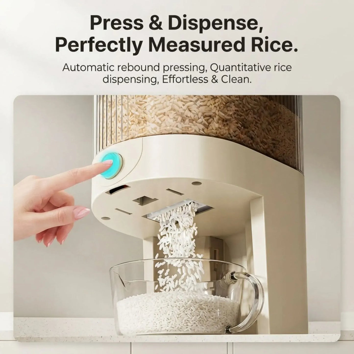 CARLA HOME Rice Dispenser 5kg Large Storage, Press Button Grain Container Kitchen - Image 3