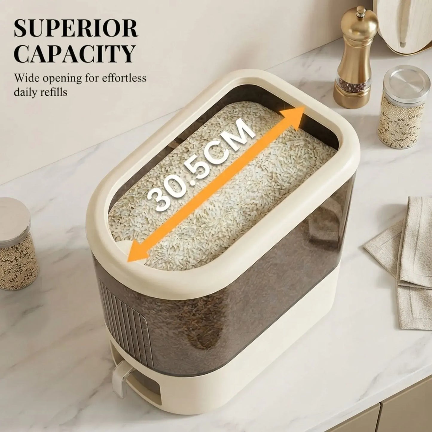 CARLA HOME Rice Dispenser 5kg Large Storage, Press Button Grain Container Kitchen - Image 4