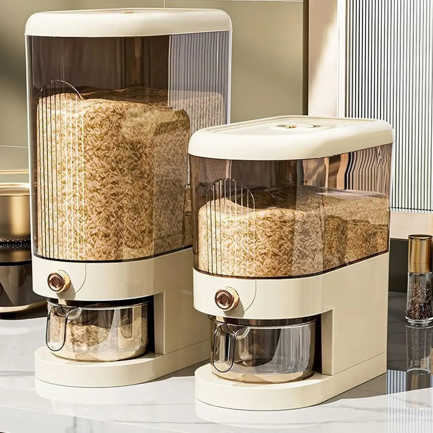 CARLA HOME Rice Dispenser 5kg Large Storage, Press Button Grain Container Kitchen - Image 6