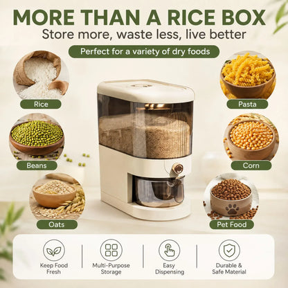 CARLA HOME Rice Dispenser 5kg Large Storage, Press Button Grain Container Kitchen - Image 8