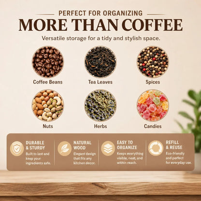 CARLA HOME Glass Coffee Bean Storage Tubes, 12 Pack Wooden Stand (60ml 20g) - Image 7