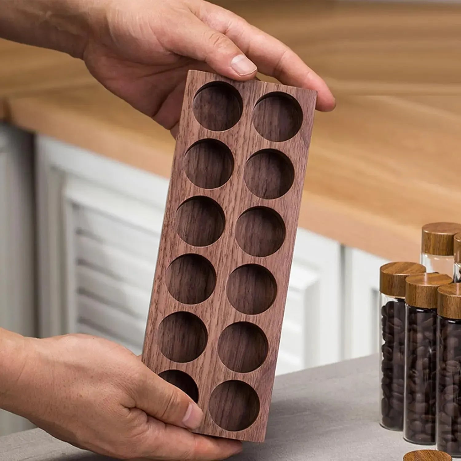 CARLA HOME Glass Coffee Bean Storage Tubes, 12 Pack Wooden Stand (60ml 20g) - Image 8