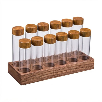 CARLA HOME Glass Coffee Bean Storage Tubes, 12 Pack Wooden Stand (60ml 20g) - Image 9