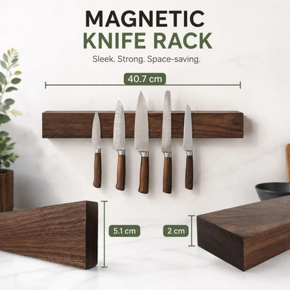 CARLA HOME Magnetic Knife Holder Wall Mounted, Wood Strip, Brown (40cm) - Image 5