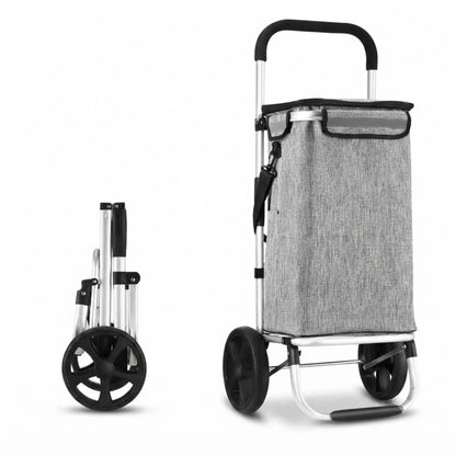 CARLA HOME Foldable Shopping Trolley, Aluminium Cart, 45L, Waterproof, Grey