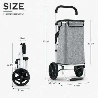 CARLA HOME Foldable Shopping Trolley, Aluminium Cart, 45L, Waterproof, Grey - Image 4