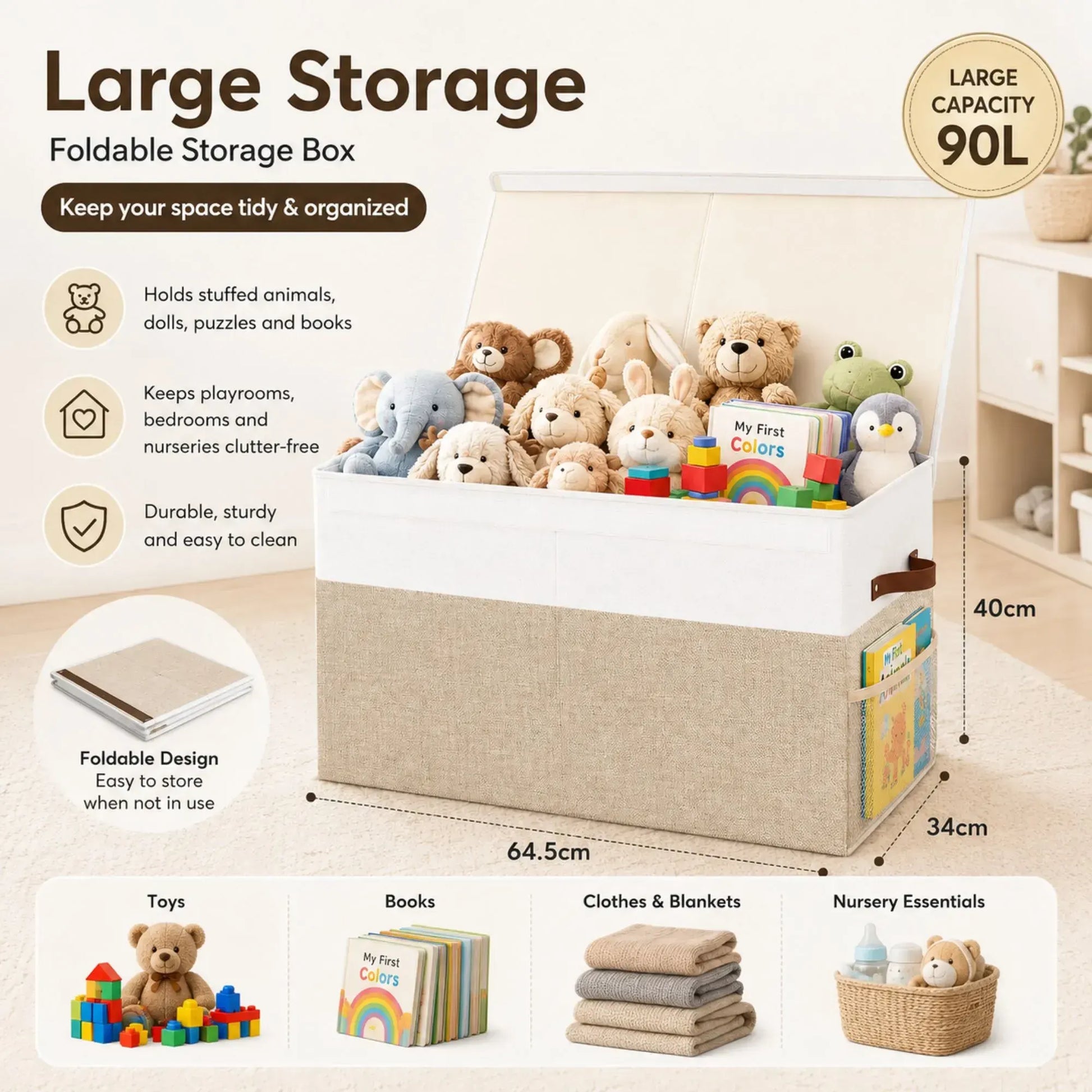 CARLA HOME Large Toy Storage Box with Lid Upgraded Toy Storage Chest Organiser - Image 5