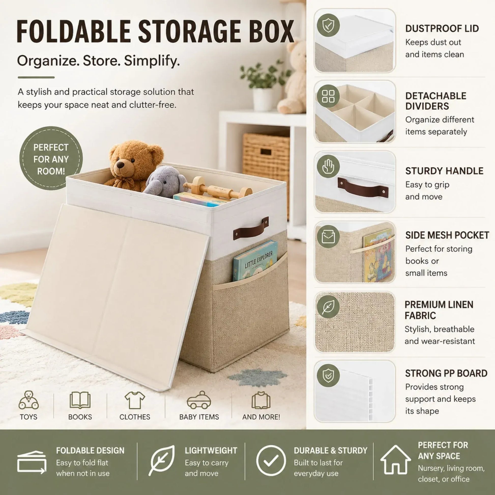 CARLA HOME Large Toy Storage Box with Lid Upgraded Toy Storage Chest Organiser - Image 7