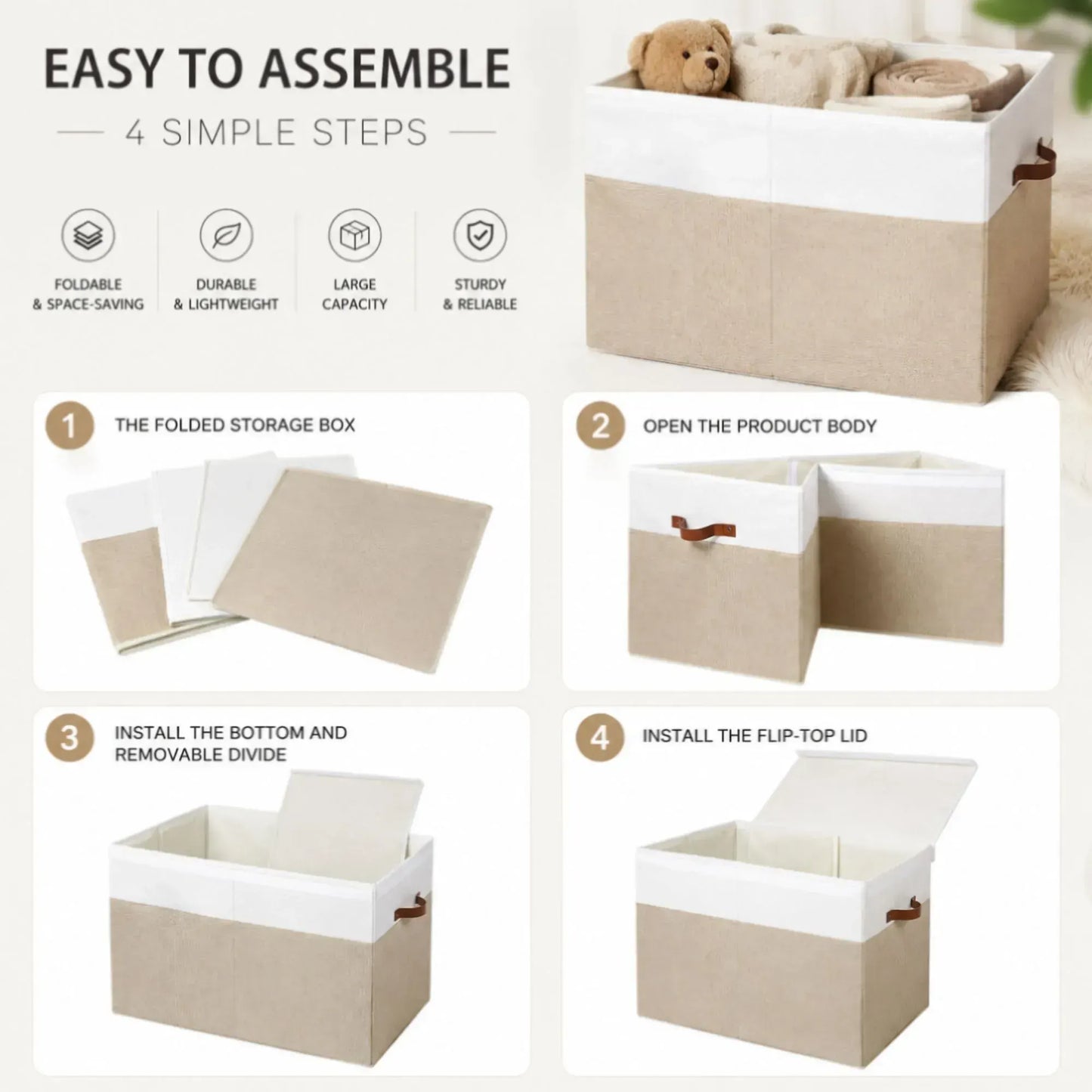 CARLA HOME Large Toy Storage Box with Lid Upgraded Toy Storage Chest Organiser - Image 9