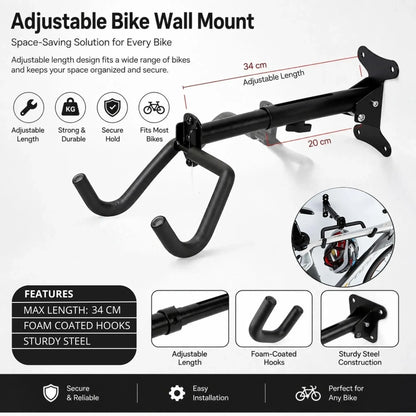 CARLA HOME Wall Mount Bike Rack, Adjustable Foldable Hanger, Garage Storage - Image 3