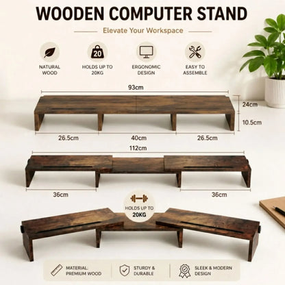 CARLA HOME Dual Monitor Stand Riser, Adjustable Length and Angle, Brown - Image 7