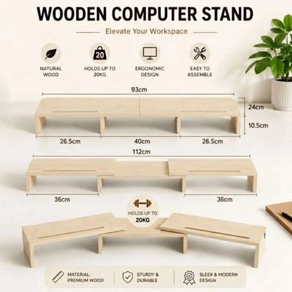 CARLA HOME Dual Monitor Stand Riser, Adjustable Length and Angle, Beige - Image 7