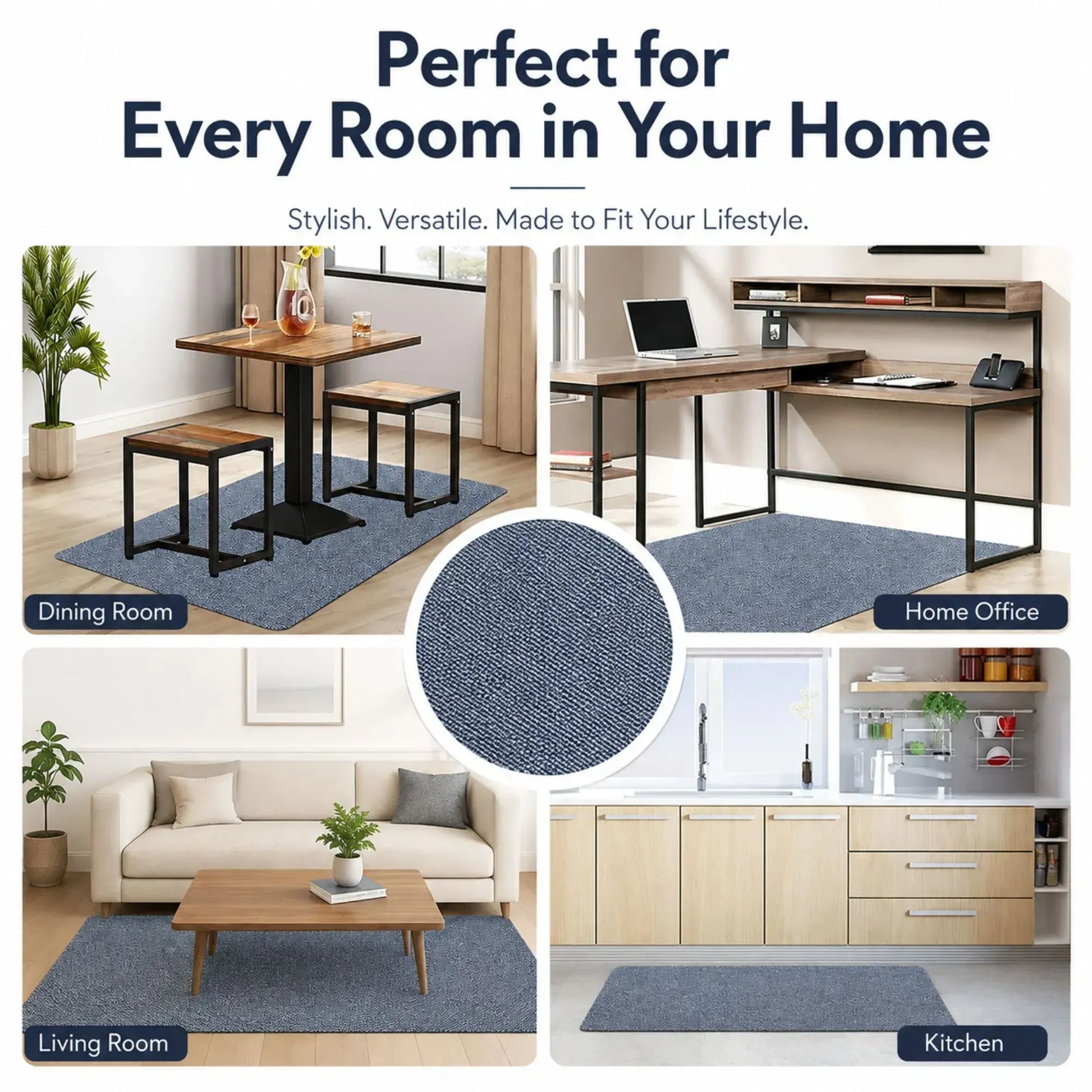 CARLA HOME Office Chair Mat Hard Floor Protector, 120x90 cm, Anti-Slip, Grey - Image 4