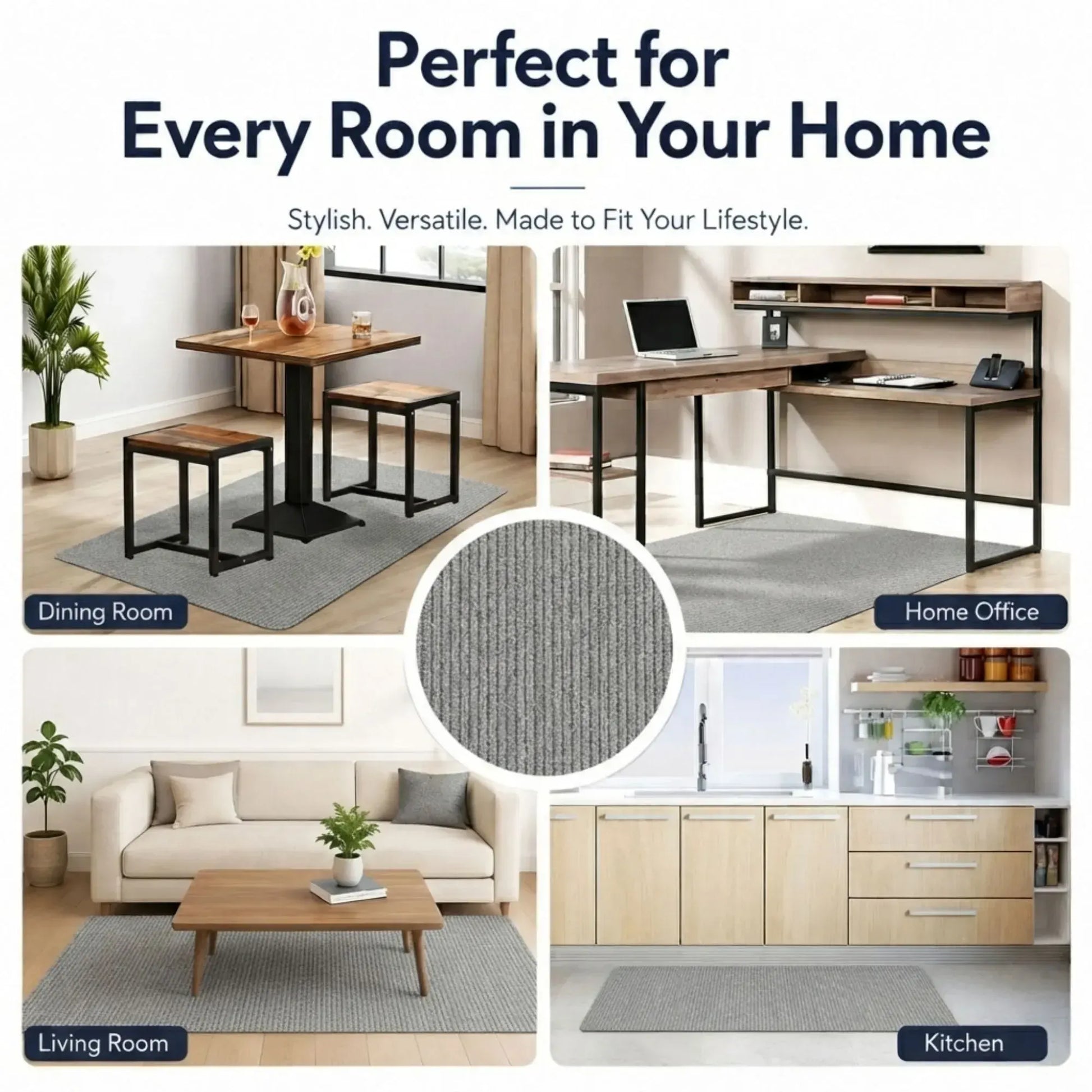 CARLA HOME Office Chair Mat Hard Floor Protector, 120x90 cm, Anti-Slip, White - Image 4