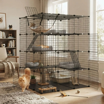 CARLA HOME Large Cat Cage Diy Enclosure, 4 Tier Pet Playpen Cat Kennel - Image 2