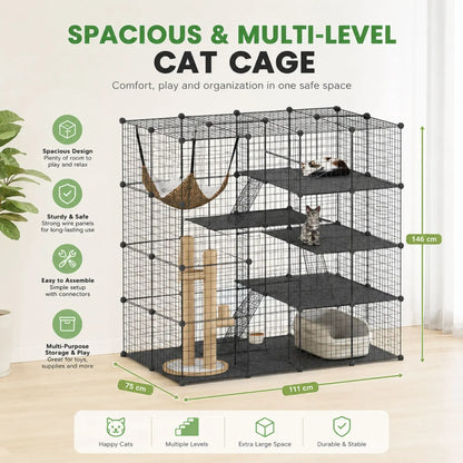 CARLA HOME Large Cat Cage Diy Enclosure, 4 Tier Pet Playpen Cat Kennel - Image 3