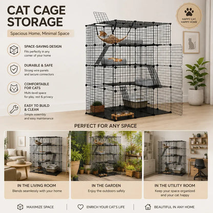 CARLA HOME Large Cat Cage Diy Enclosure, 4 Tier Pet Playpen Cat Kennel - Image 4