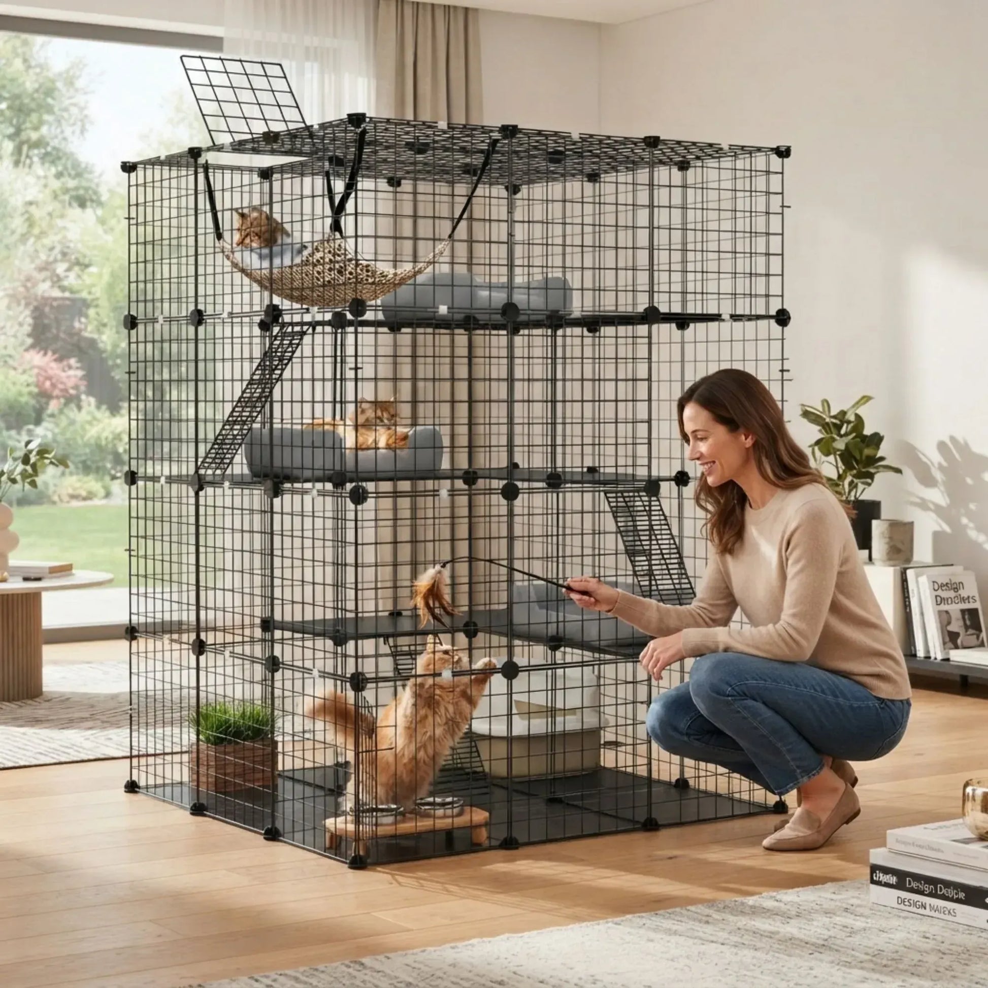 CARLA HOME Large Cat Cage Diy Enclosure, 4 Tier Pet Playpen Cat Kennel - Image 5