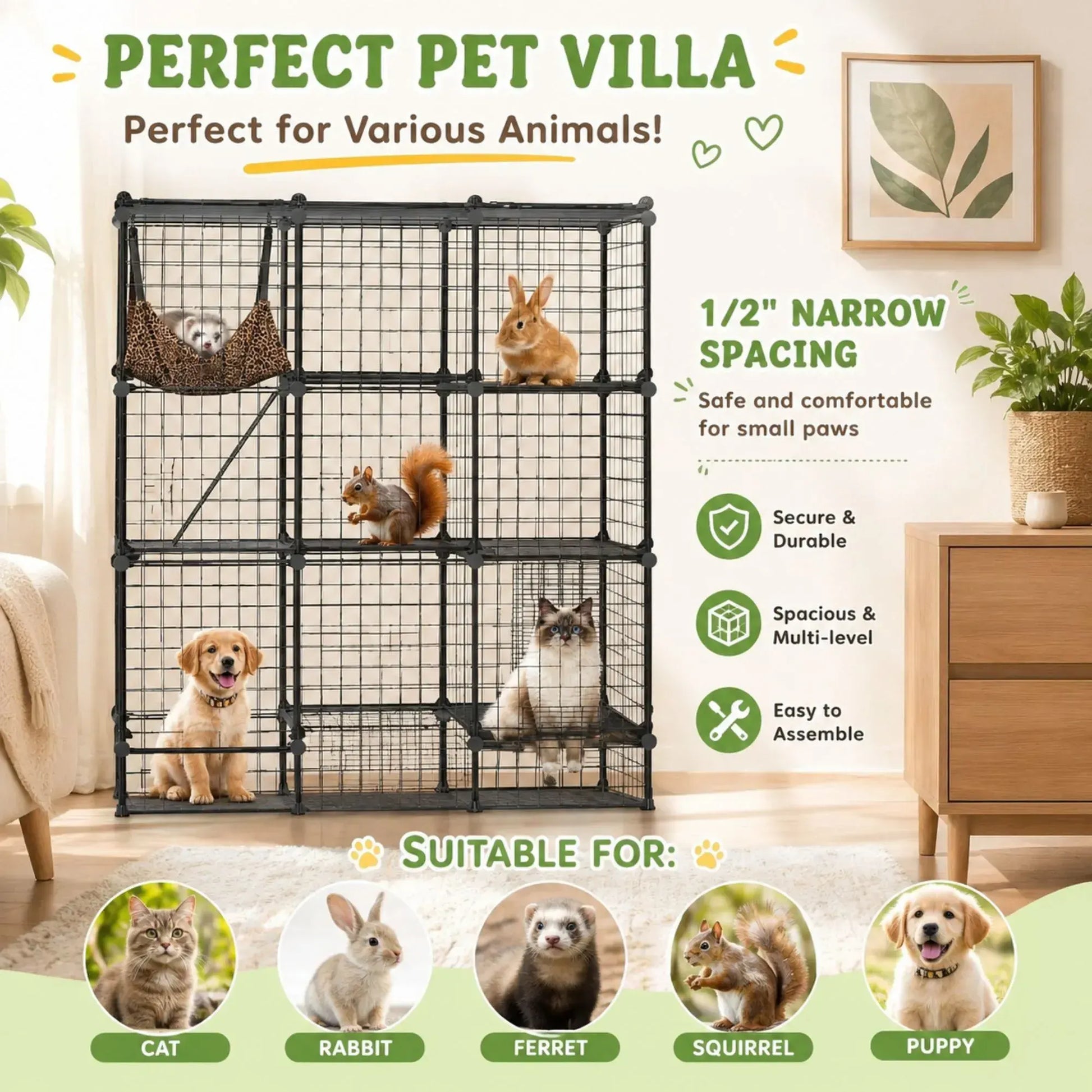 CARLA HOME Large Cat Cage Diy Enclosure, 4 Tier Pet Playpen Cat Kennel - Image 6