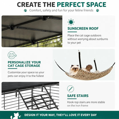 CARLA HOME Large Cat Cage Diy Enclosure, 4 Tier Pet Playpen Cat Kennel - Image 7